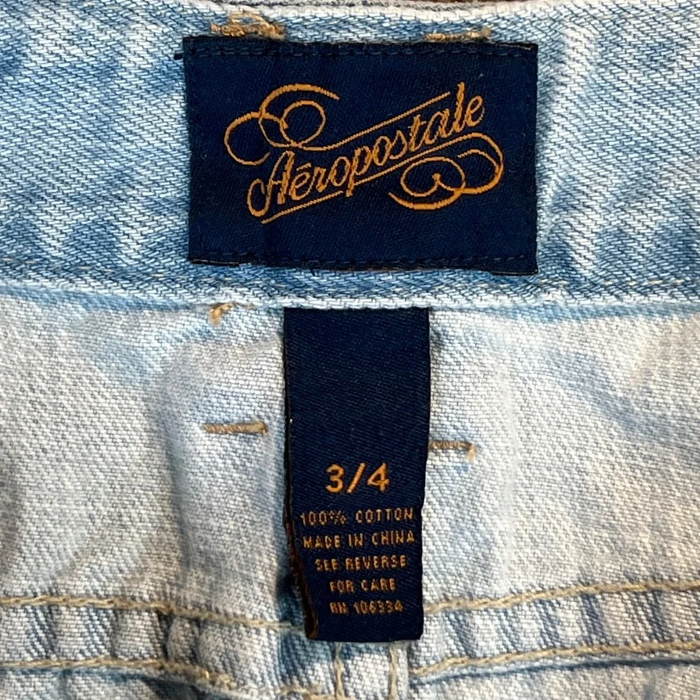 Aeropostale Womens‎ Light Wash Denim Mini Skirt Embroidered Beaded 3/4 Y2K 28X12